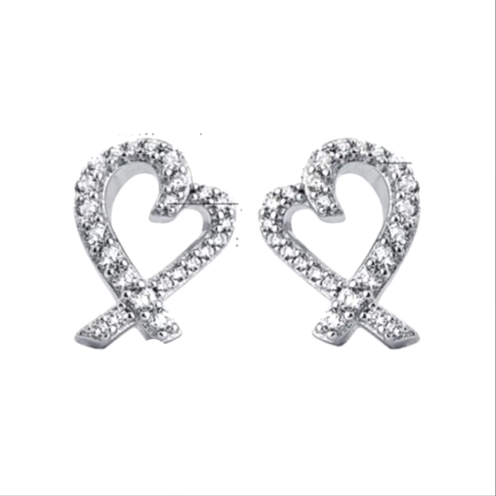 925 Sterling Diamond Heart Studs